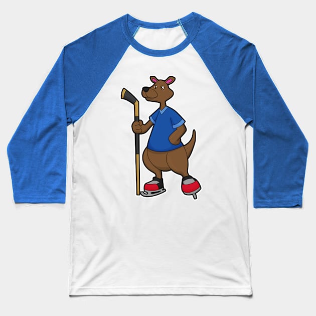 Kangaroo at Ice hockey with Ice hockey stick Baseball T-Shirt by Markus Schnabel